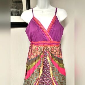 Vasna Desire Vintage Sundress Maxi Multicolor 100% Cotton Size Medium